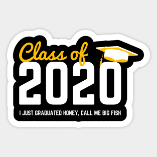 Class of 2020 I just graduated honey, call me big fish Sticker
